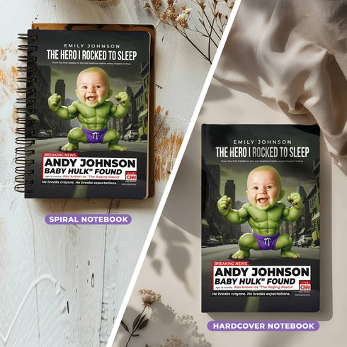 Personalized Baby Hulk Notebook – Funny Superhero Journal with Custom Photo & Name